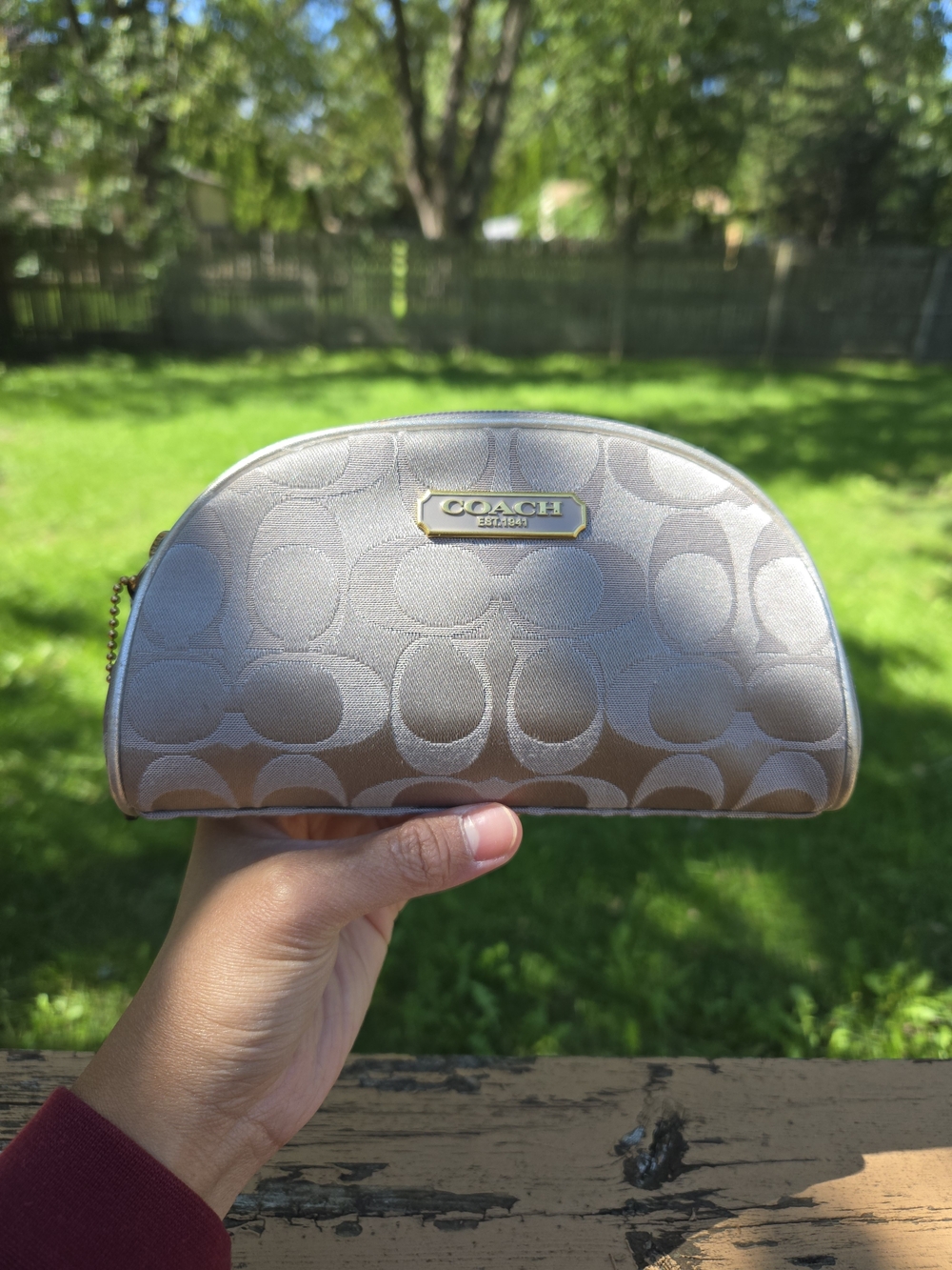 Coach x Estee Lauder Signature C Grey Cosmetic Pouch #B903